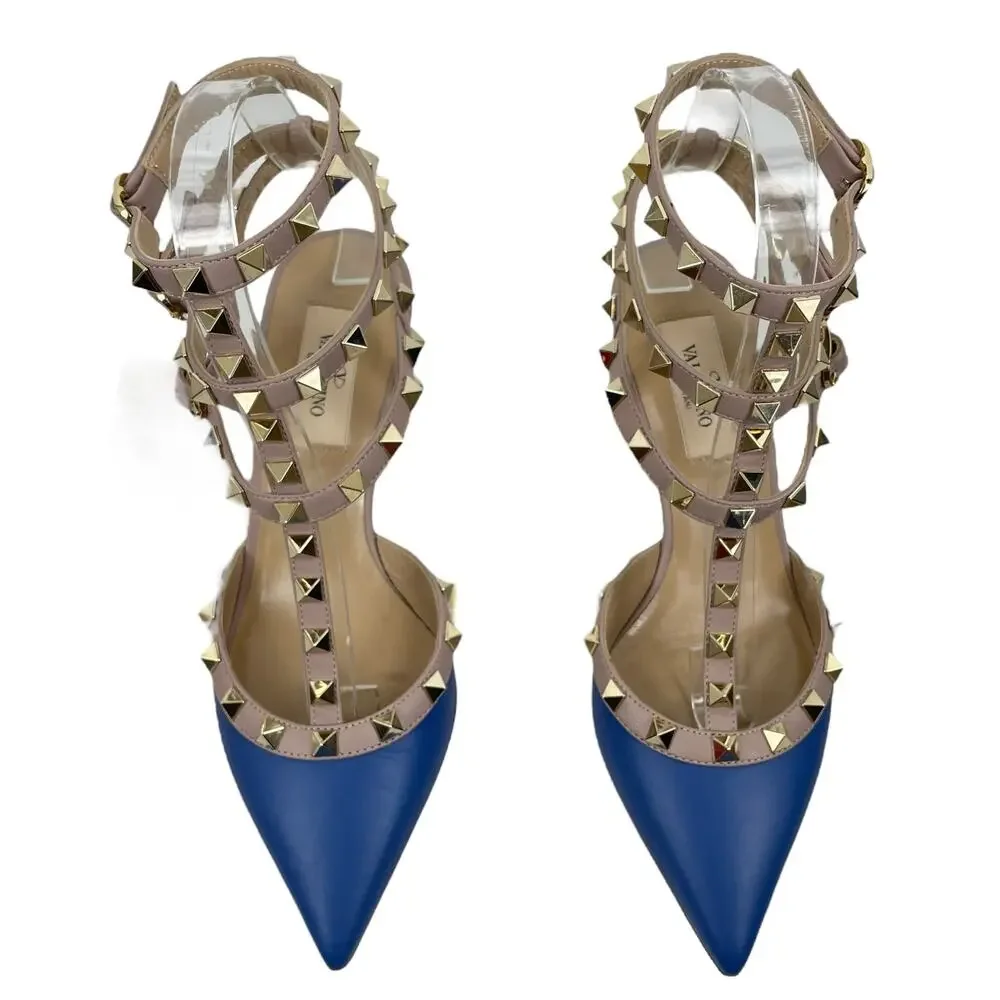 Valentino Garavani Rockstud 65mm Leather Caged Pump Blue Pink Size 36.5 - Picture 4 of 13